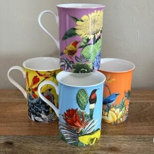 (4) Stechcal Gracie Bone China Cylinder Mug Birds Flowers
Summer Garden 10oz
